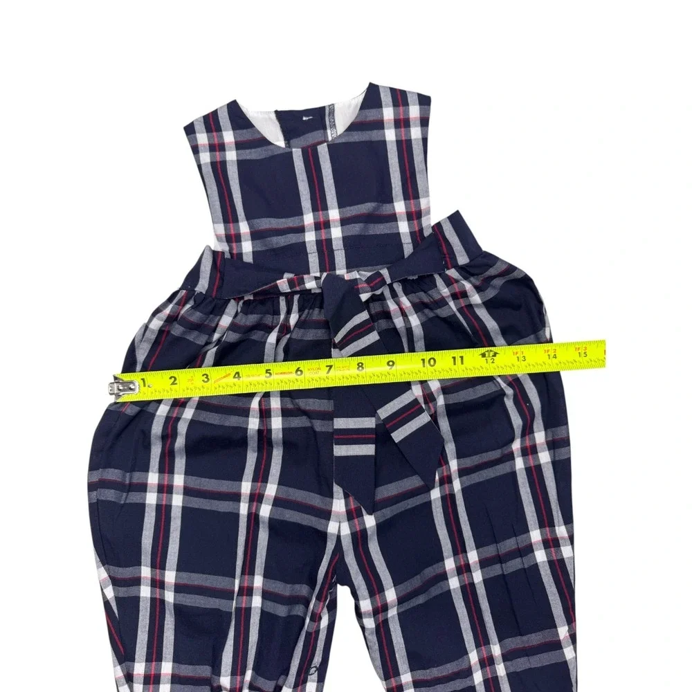 StellyBelly Romper Sz 18M‎ Blue Plaid Front/Back Tie Sleeveless Nautical